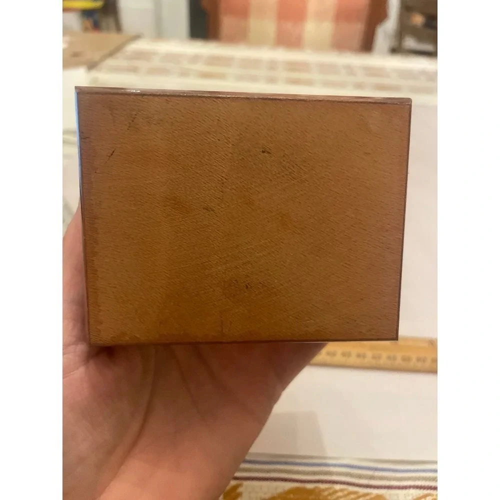 Beautiful Wooden trinket box, red velvet interior‎